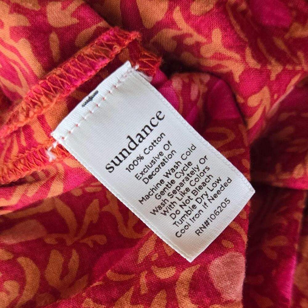 Sundance pink and red floral cotton pants with tassels small - Picture 6 of 7